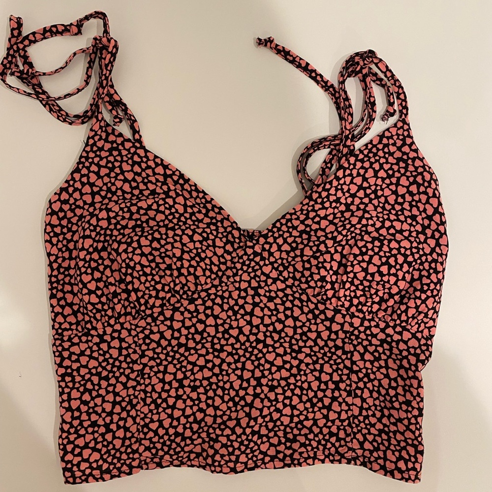 Lottie Moss Heart tank top with tie straps